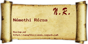Némethi Rózsa névjegykártya